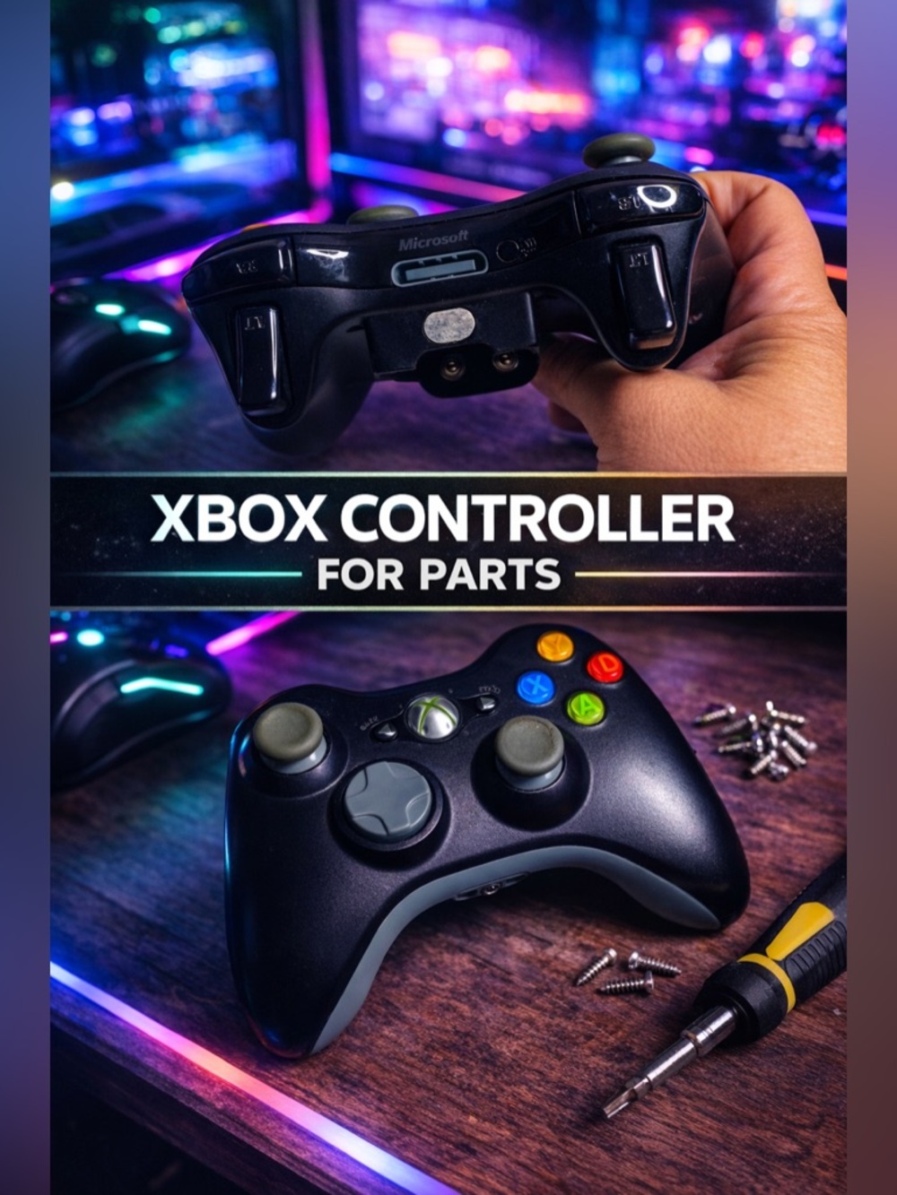 Microsoft Xbox 360 Wireless Controller Black – For Parts / Repair